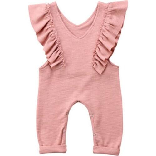 Fashion Kids Romper Baby Girl Clothes Pleated Ruffles Romper Overalls Jumpsuit Long Pants Sleeveless Baby Rompers Clothes Outfit