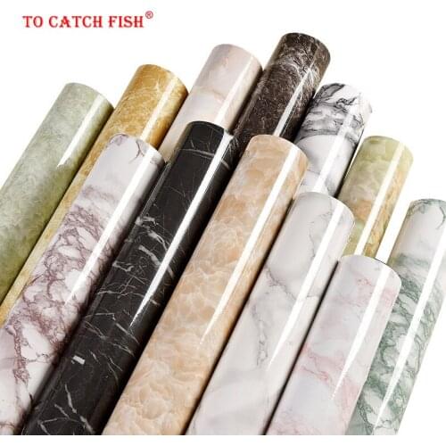Marble Vinyl Film Self Adhesive Wallpaper PVC Waterproof Wall Stickers for Bathroom Kitchen Cupboard Countertops Contact Paper
