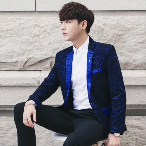 2021 New Mens Lightning Printed Casual Suit jacket Youth Fashion Single Button Patterned Suit jacket