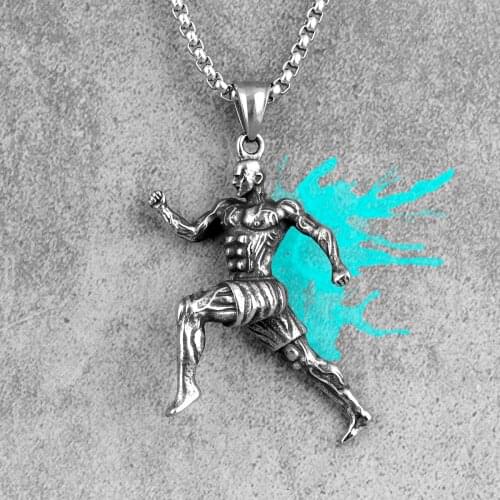 Runner Fitness Bodybuilding Men Necklaces Pendants Chain for Boyfriend Male Stainless Steel Jewelry Creativity Gift Wholesale