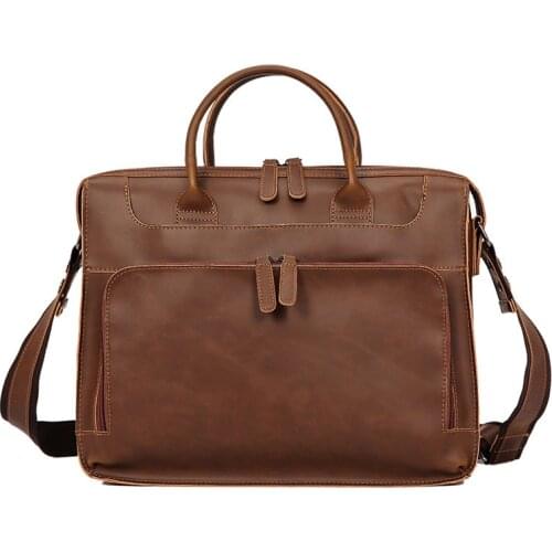 Pu Skin Business Briefcase Man 14 Inch Computer Package Casual Messenger Bag Men Shoulder Laptop Bag For Maletines Hombre Cuero