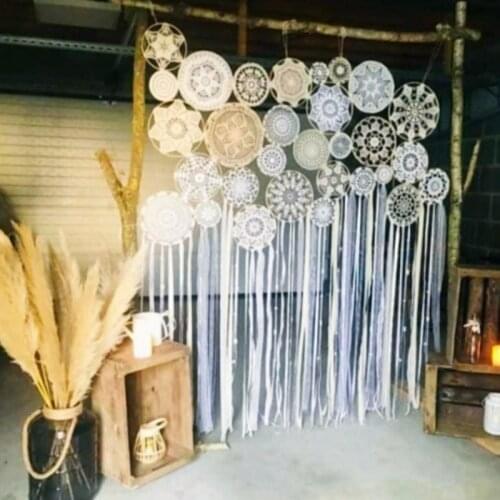 Boho decor Wall Hanging 1 Set DIY Tapestry Lace Dream Catcher Set Wedding &home Decoration Mexican Party Decorations