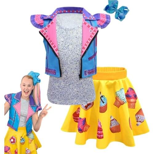 New jojo Girl Baby Clothing Set Short Coat + Skirt + Vest Toddler Kids Spring Summer Dress Birthday Party Cosplay Costume