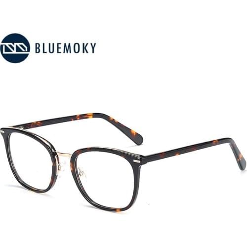 BLUEMOKY Acetate Square Computer Glasses Frame Male Anti Blue ligh Resin Lens Optical Myopia Eyewear Prescription Eyeglasses