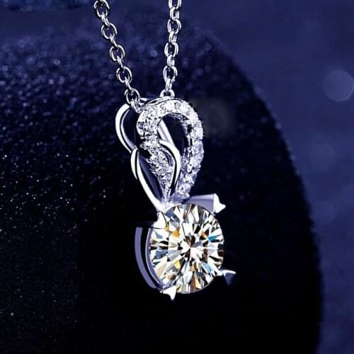 QTT Luxury 925 Sterling Silver Pendant Necklace Charms Chain Necklace Round Big Zircon Jewelry Accessories 2021