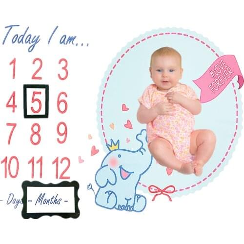 Elephant Newborn Infant Baby Monthly Milestone Photo Props Background Diaper Blankets Backdrop Cloth Sheet Bebe Pic Accessories