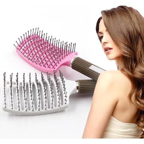 Hair Brush Hair Scalp Massage Comb Hairbrush Bristle Nylon Women Wet Curly Detangle Hair Brush Salon Hairdressing Styling Tools
