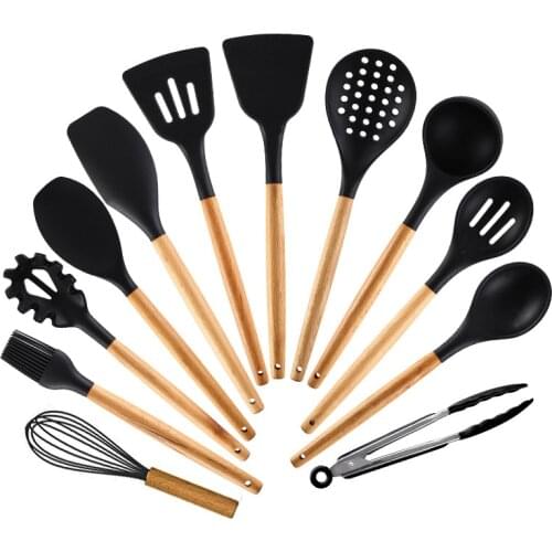 Wood Handle Silicone Cooking Tool Spoon/shovel/egg Whisk Baking Accessories Kitchenware Cooking Gadgets Home Cooking Utensils
