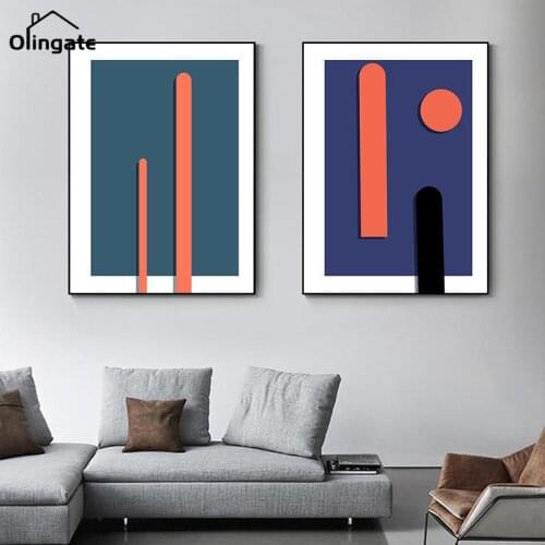 Nordic Abstract Green Blue Canvas Painting Prints Minimalist Style Wall Art Poster Modern Living Room Home Decor Wall Picture