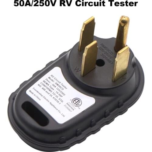 50A/250V Car RV Motorhomes Circuit Tester Power Pedestal Tester for Travel Trailers Car Goods Car Accessories