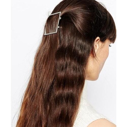 12pcs/lot Factory outlet selling minimalist wind alloy hollow rectangular square clip headdress of girl