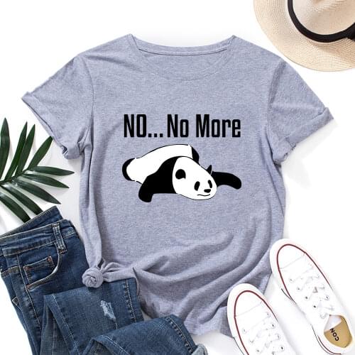 Funny Lazy Sleeping Weekend Panda Shirt for Women Cute Panda Bear T-Shirt Animal Graphic Tee Summer Cotton Short Sleeve Tops
