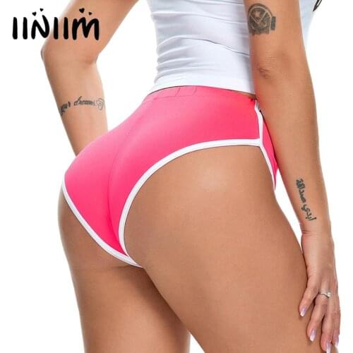 Womens Femme Summer Mid-rise Elastic Waistband White Edge Booty Yoga Shorts Hip Hop Gym Workout Fitness Dance Parties Shorts