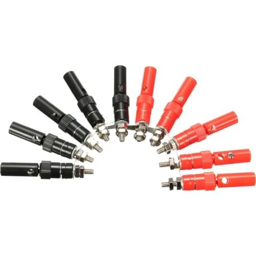 10 Pairs 4mm Terminal Banana Plug Socket Jack Connectors Instrument Light Tools Black and Red