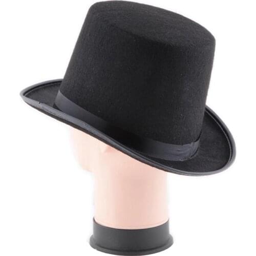 200pcs Black satin Felt top hat magician gentleman adult 20S costume tuxedo victorian cap Halloween XMAS party Fancy Top Hats