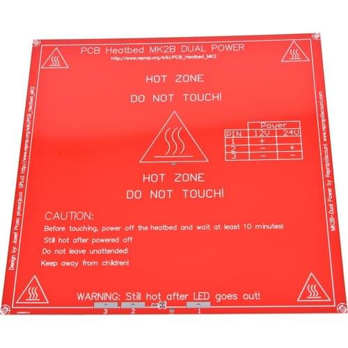 2020 Upgraded MK2B Heated Bed PCB Heatbed Dual 12V 24V Red MK2 B Hot HotBed 3D Printers Part Heat 214mmx214mm Accessories