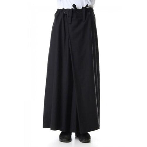 27-45 New 2020 Mens Hair Stylist fashion Irregular asymmetric pleats Culotte Wide Leg Pants plus size costumes