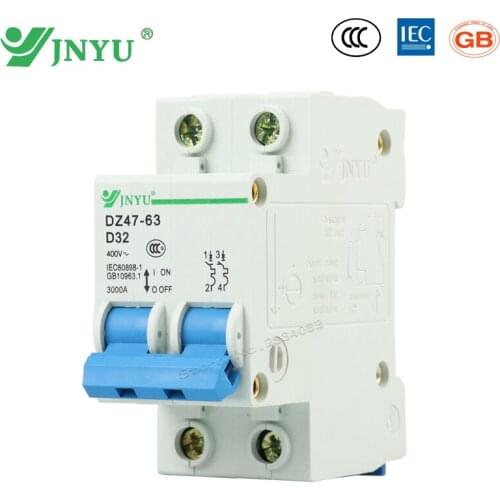 2P 2pole 32A 400V Mini Circuit Breaker D type D Curve Protective DZ47 6A 10A 16A 32A 63A 40A 25A 20A MCB
