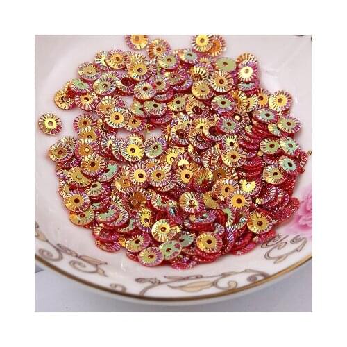 3000Pcs 6mm Round Wheel Flower Gold Plating Loose Sequins Sewing PVC DIY Paillette Red Confetti Spangles