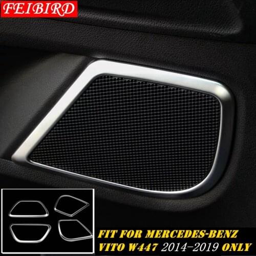 4PCS Interior For Mercedes-Benz Vito W447 2014 - 2018 Side Car Door Stereo Speaker Audio Sound Cover Trim ABS Matte Style