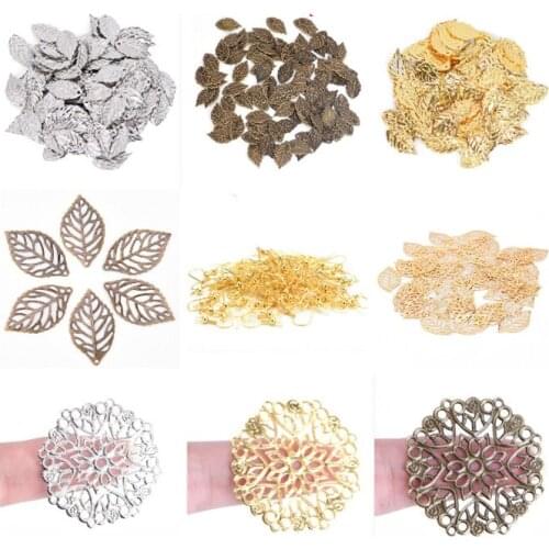 50PCS /Bronze/Rhodium Filigree Flower Wraps Connectors For Jewelry Making Findings DIY Charm Pendant