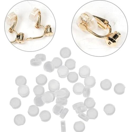 Hot 50Pcs Earring Pads Silicone Comfort Earring Cushions for Clips on Earrings Clear Gifts
