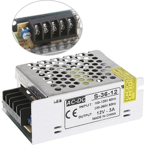 AC 100-260V To DC 12V 3A 36W Switch Power Supply Driver Adapter LED Strip Light