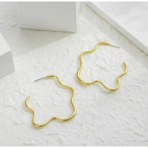 Irregular big earring temperament personality make public 925 pin earrings