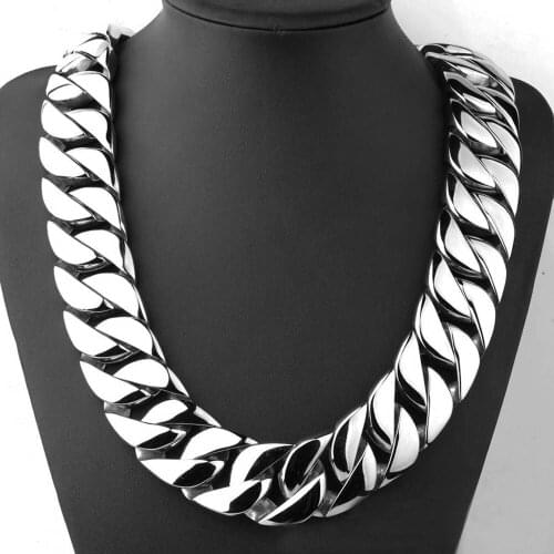 T Show Super Heavy Curb Cuban Boys Mens Chain Hip hop Necklace Steel Tone Oversize Stainless Steel Exaggerate Jewelry 23mm/32mm