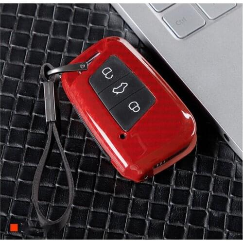 Carbon fiber Car Key Remote Cover Case For Volkswagen For VW Tiguan MK2 Magotan Passat B8 CC 2017 2018 For Skoda Superb A7