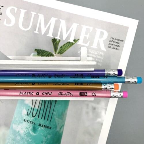 12 pcs/lot HB Good Quality Candy Color Simple Trilateral Cylindrical Pencil Stationery For Office and School Supplies