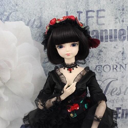 DBS BJD 1/4 45cm doll with clothes stockings shoes combination black lace outfit sweet girl with makeup MMGIRL fortune days