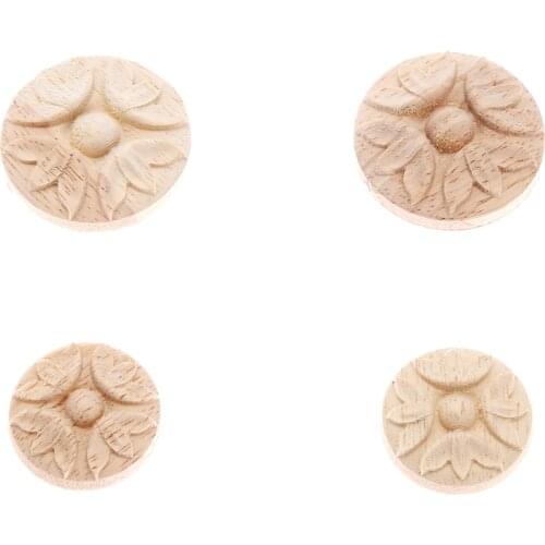 2 Pcs 3cm/4cm Home Wood Carved Corner Appliques Frame Furniture Wall Doors Woodcarving Decal Decorative Wooden Figurines Crafts