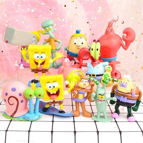 Disney Sponge Figure Toys Bob Patrick Star Cartoon Action Figure Doll Children Kid Gift Fish Tank Micro Landscape Decor Aquarium