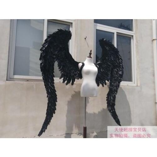 Black angel wings demon wings large feathers angel wings model catwalk shows party props cosplay studio photography