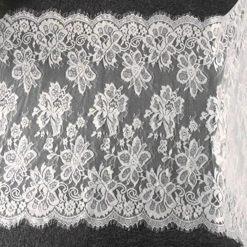 55cm wide white eyelashes lace fabric DIY wedding dress sleeve skirt scarf shawl garment fabric