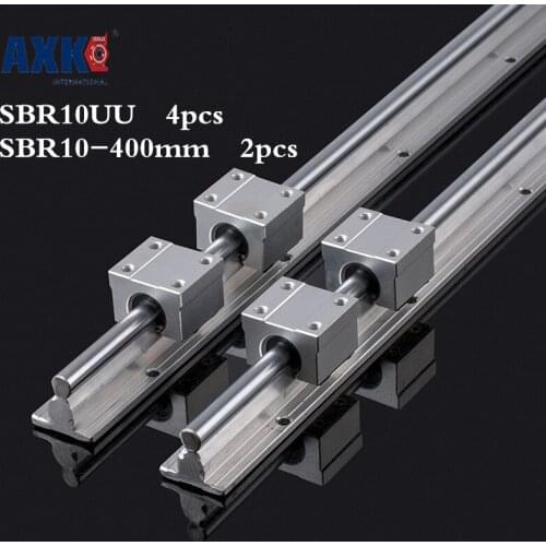 Axk 2pcs Sbr10 L 400mm Linear Rail Support With 4pcs Sbr10uu Linear Guide Auminum Bearing Sliding Block Cnc Parts