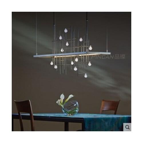 Nordic minimalist living room chandelier creative designer personality art soft rectangular restaurant crystal decoration