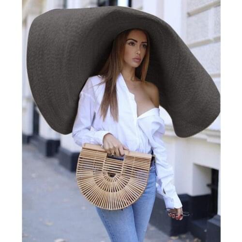 Fashion Large Wide Brim Sun Hat Beach Anti-UV Sun Protection Foldable Cap Cover