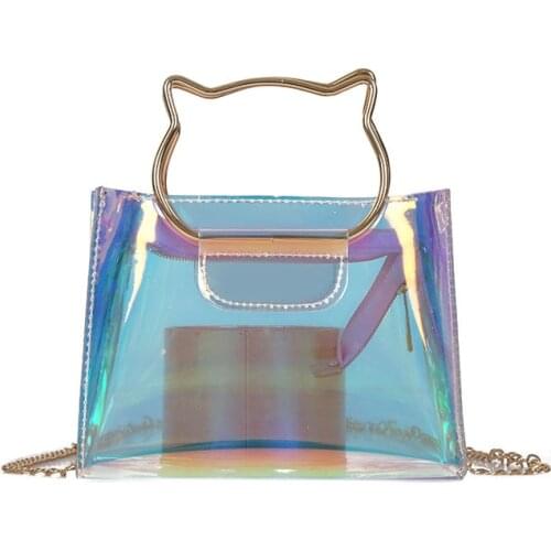 Fashion Colorful Laser Transparent Jelly Bag 2021 New Summer Small Flap Womens Top-Handle Bags Female Shoulder Bags