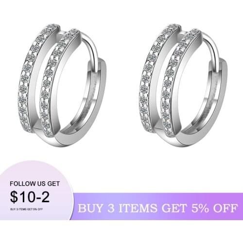 Trendy Elegant 925 Sterling Silver Earrings for Women Sparkling Single Row Zircon Wedding Jewelry Prevent Allergy