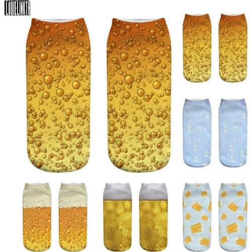 New Style Summer Women Socks Fun Beer Bubble Pattern Cotton Unisex Short Socks Cute Harajuku Low Tube Soft Happy Socks For Girls