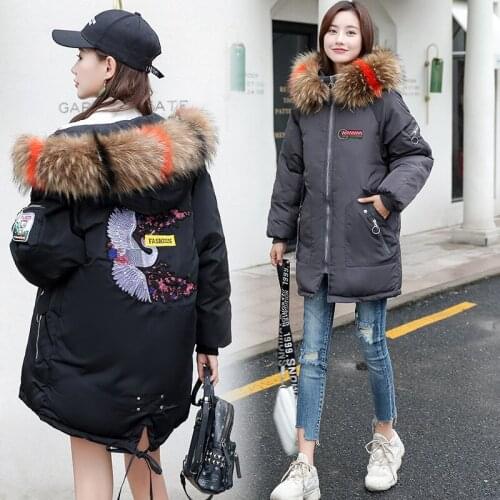 Coat Jacket Hooded Winter Jacket Women parkas 2021 New women jacket fur collar Outerwear Female Winter coat loose women coatW861
