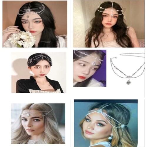 Bohemian Vintage Rhinestone Bridal Headband chain womens Wedding Crystal forehead band hair accessories wholesale
