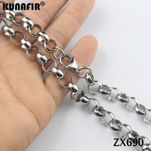 Retail 18 - 38Inch - 10mm big stainless steel necklace round rolo link chains women fashion jewelry ZX690