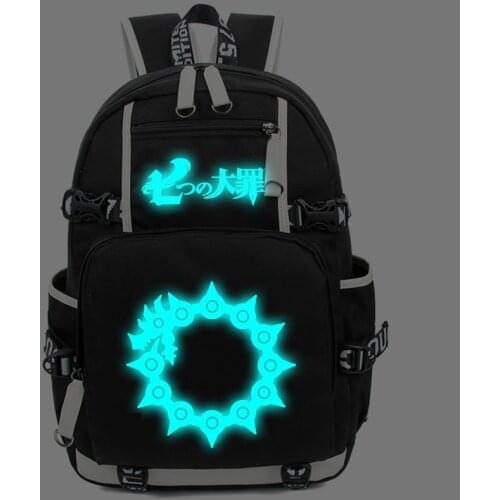 Anime The Seven Deadly Sins Nanatsu No Taizai Students Schoolbag Travel Backpacks Rucksack Nylon Luminous Print Shoulder Bag