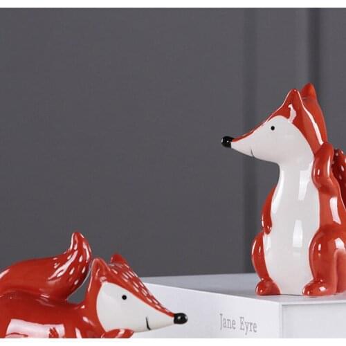 Modern Ceramic Squirrel deer fox Animal ornament tabletop miniature figurines miniature garden crafts home decoration