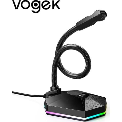 Universal USB Microphone Pro Gaming Microphone for PC Laptop for YouTube Live Games Streaming with RGB Breathing Atmosphere Lamp