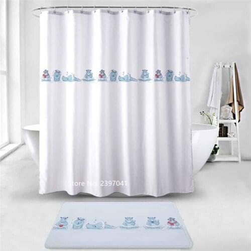 3D Digital Print White and Gradient Rainbow Shower Curtain with Hook Waterproof and Mildew Resistant Water Shower Curtain