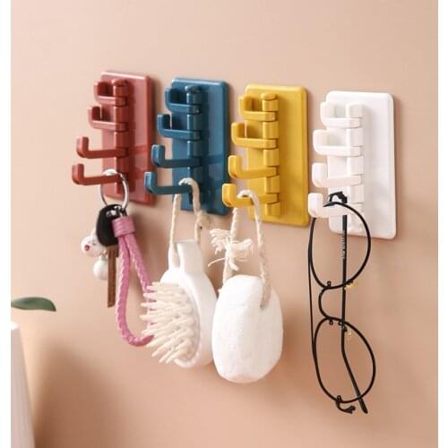 Rotatable Seamless Adhesive Strong Bearing Stick Hook Bathroom Kitchen Wall Key Bag Clothes Hole-Free Hanger Home Organizer
